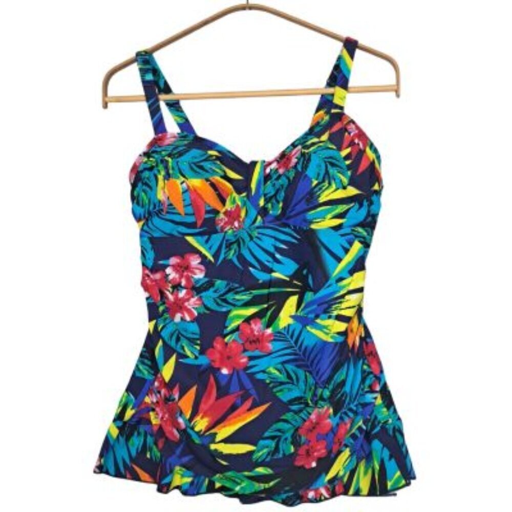 Colorful Tropical Print Tankini Swim Top NWT - Picture 2 of 8